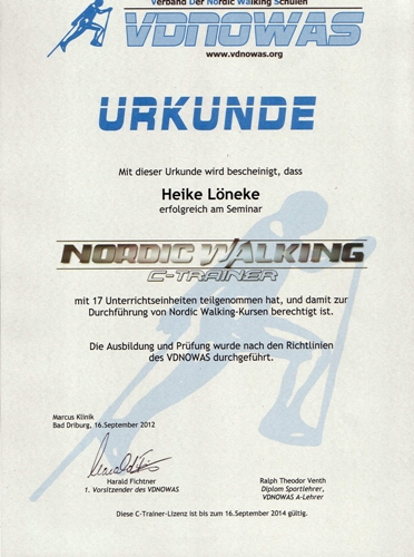Nordic Walking Zertifikat