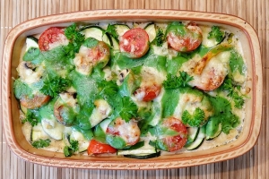 Zucchini-Auberginen-Gratin