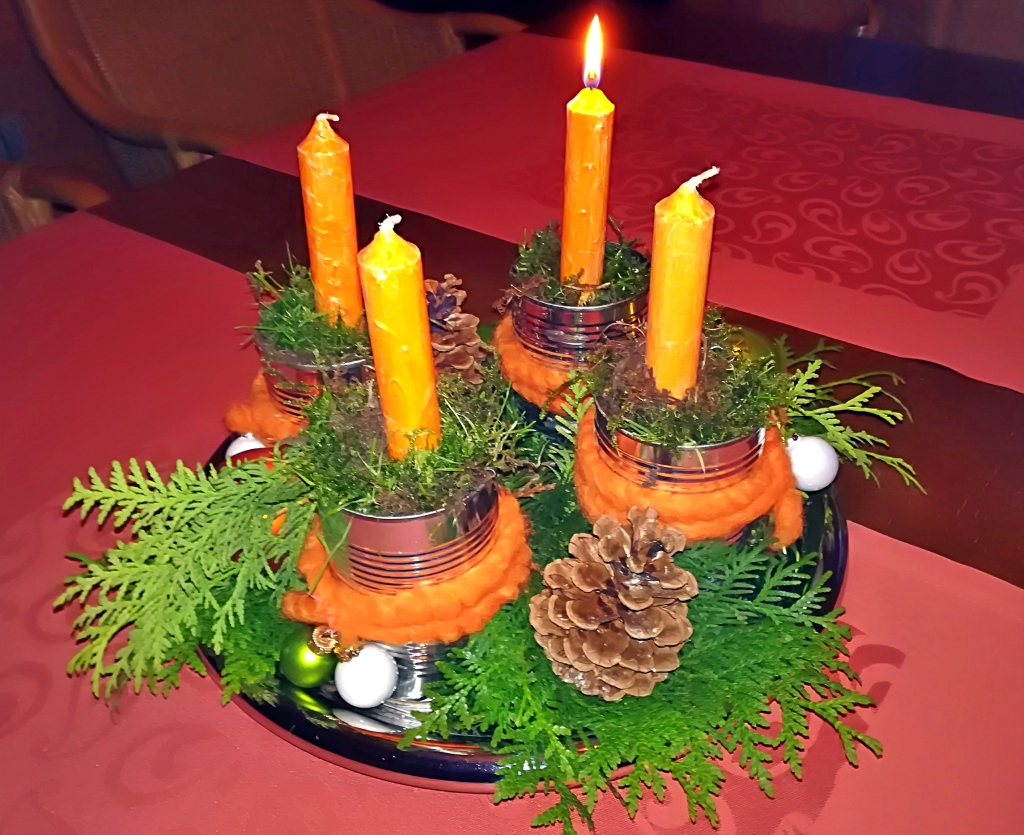 AdventsgesteckausKonservendosen